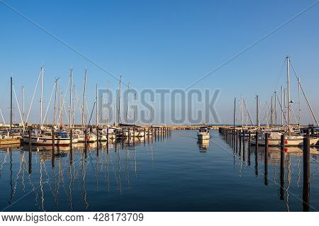 Sailboats In The Port Of Sassnitz On The Island Ruegen, Germany.