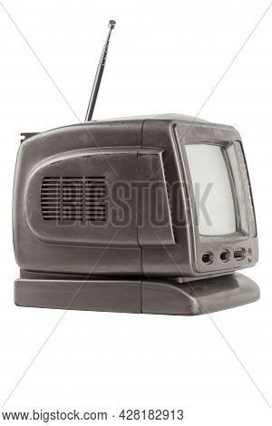 Old 5.5 Inch Protable Analog Crt Tv Unit Isolated On White