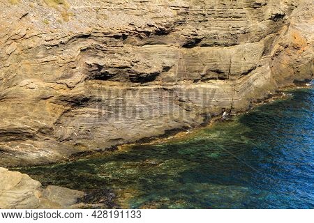 Beautiful Cala Del Barco Cove In Atamaria, Cartagena Province, Spain On A Sunny Day Of Summer