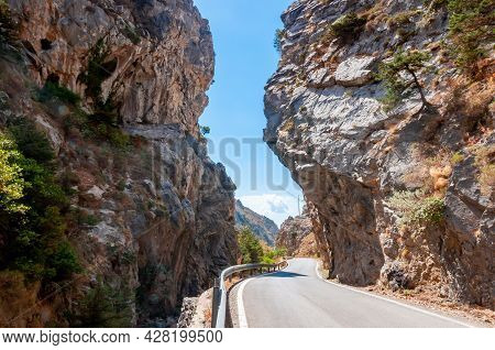 Kotsifou Canyon On Crete Island In Greece