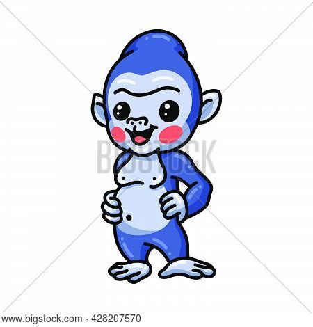 Vector Illustration Of Cute Baby Gorilla Cartoon Posing