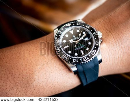 Bangkok, Thailand - 11 March 2019 : Rolex Gmt Master 2 Is A Popular Sport Model Of Rolex Watch.it Is
