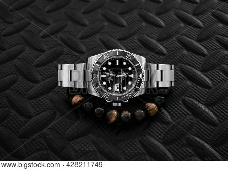 Bangkok, Thailand - July 14, 2019: Rolex Submariner Watch Is Equipped With A Ceramic Bezel With Func