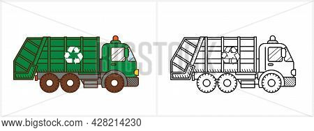 Garbage Truck Coloring Page Garbagetruck Side View