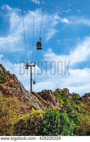 Cable Car To Alanya Castle (turkey) - Bottom View. Alanya Funicular Cabins (alanya Teleferik) Move B