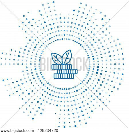 Blue Line Dollar Plant Icon Isolated On White Background. Business Investment Growth Concept. Money 