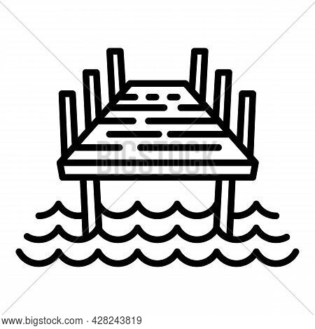 Wood Bridge Icon. Outline Wood Bridge Vector Icon For Web Design Isolated On White Background
