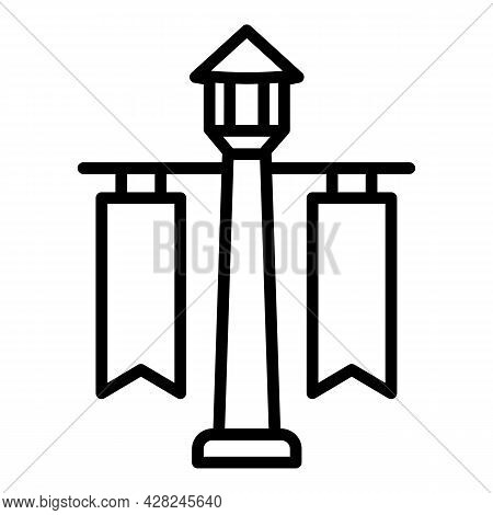 Pillar Light Outdoor Advertising Icon. Outline Pillar Light Outdoor Advertising Vector Icon For Web 