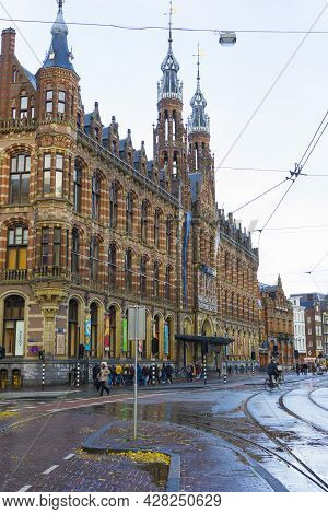 Amsterdam, Netherlands - Nov 29, 2019 : Beautiful Architecture Of Magna Plaza Shopping Center, The F