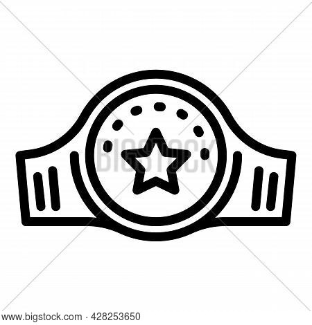 Champion Box Belt Icon. Outline Champion Box Belt Vector Icon For Web Design Isolated On White Backg