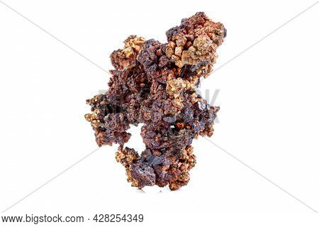 Macro Mineral Stone Copper With Cuprite On A White Background Close-up