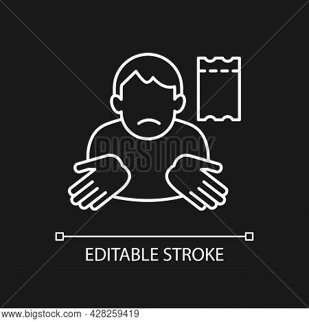 Winning Lottery Ticket Loss White Linear Icon For Dark Theme. Unclaimed Prize. Protect From Damage. 