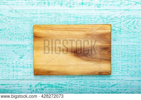 Multifunctional Wooden Chopping Board For Cutting Bread, Pizza Or Steak On Wood Background. Soace Fo