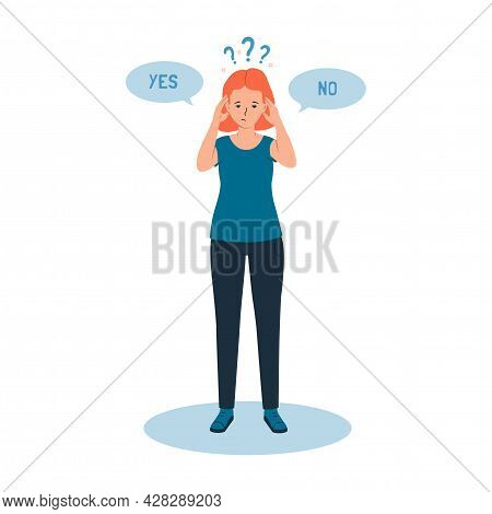 The Girl Feels A Sense Of Doubt, It Is Difficult For Her To Make The Right Choice, Yes Or No. The Co