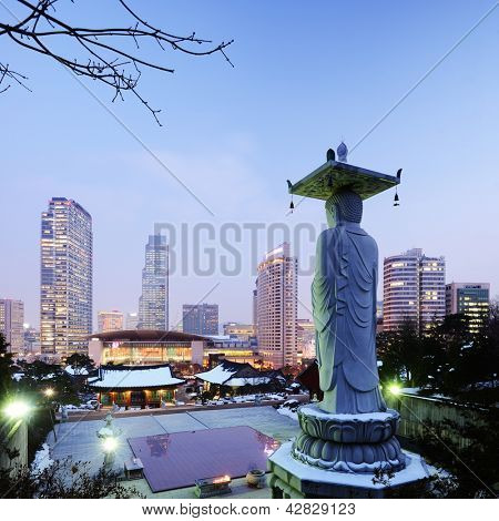 Temple de Bongeunsa dans le District de Séoul, Corée de Gangnam.