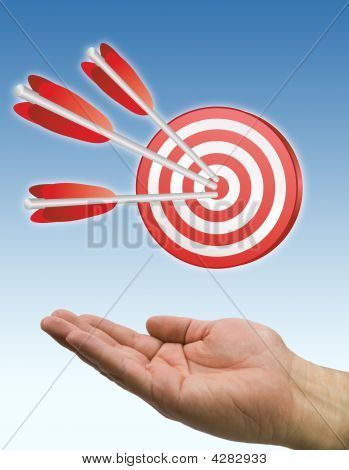 Hand And Arrow Target Blue