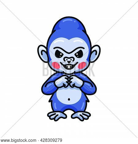 Vector Illustration Of Cute Angry Baby Gorilla Cartoon