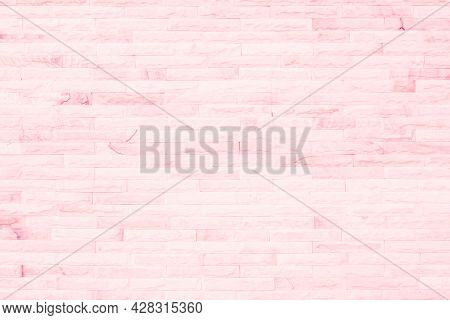 Empty Pink Brick Wall Texture Background In The Bedroom At Lovely. Brickwork Stonework Interior, Roc