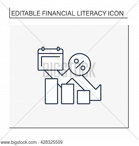 Decrease In Liabilities Line Icon. Funding Use. Cash Outflow. Financial Literacy Concept. Isolated V