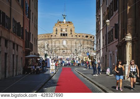 Rome, Italy - October 2019: Castel Sant'angelo (castle Of The Holy Angel) Or The Mausoleum Of Hadria