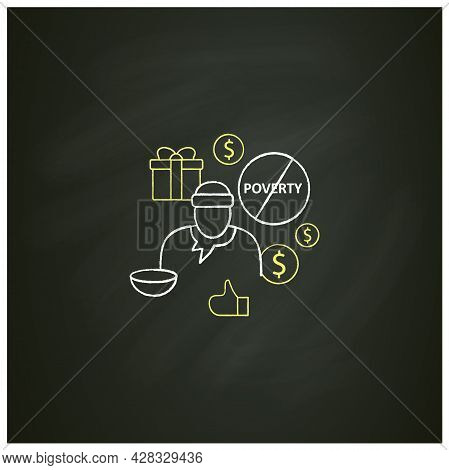 Ending Poverty Chalk Icon. Rise In Living Standards. Improving Living Conditions. Universal Basic In
