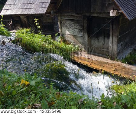 Watermill Complex At Pliva River Near Historical Town Of Jajce, On The Travertine Barrier Between Gr