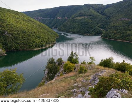 Bocac Artificial Lake In The Canyon Of The River Vrbas Between The Manjaca And Cemernica Mountains I