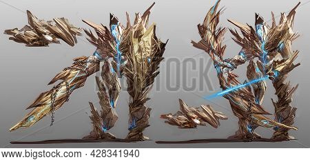 2d Digital Illustration Character Design Concept Of Fantasy Soldier Warrior Melee Type Full Figure E