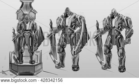 2d Digital Illustration Character Design Concept Of Fantasy Soldier Warrior Melee Type Full Figure E