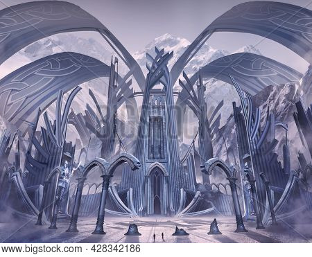 Mix Media Digital 3d Illustration Environment Design Concept Of Fantasy Fictional Architecture Build