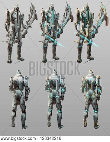 2d Digital Illustration Character Design Concept Of Fantasy Soldier Warrior Ranger Type Full Figure 