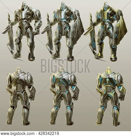 2d Digital Illustration Character Design Concept Of Fantasy Soldier Warrior Melee Type Full Figure E