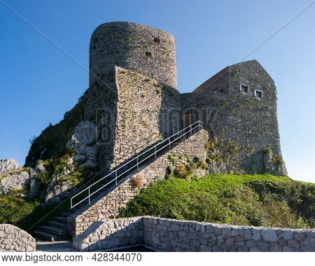 The Upper Town Of The Medieval Ottoman Fortress Srebrenik With A Round Donjon Tower