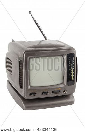 Old 5.5 Inch Protable Analog Crt Tv Unit Isolated On White