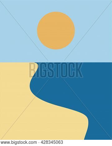 Minimalist Abstract Beach Illustration Vector Perfect For Wall Decort And Art Printing