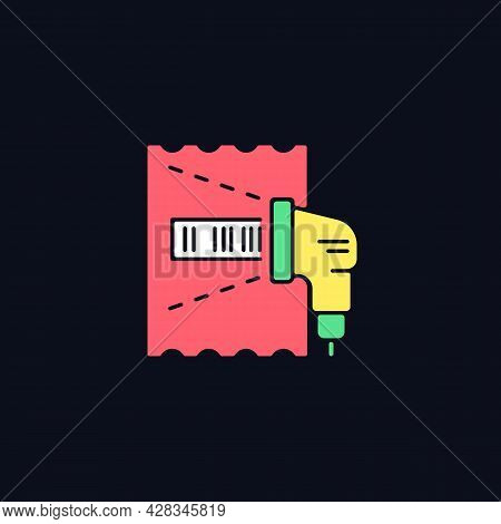 Lottery Ticket Scanner Rgb Color Icon For Dark Theme. Scanning Draw Results On Ticket. Check Winning