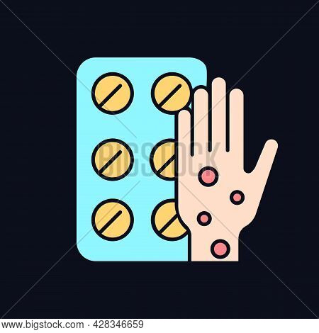 Pills For Allergy Rgb Color Icon For Dark Theme. Relief From Nasal Stuffiness. Treat Allergic Rhinit