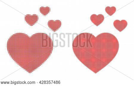 Pixelated Halftone Favorite Hearts Icon. Vector Halftone Collage Of Favorite Hearts Icon Made Of Rou
