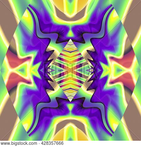 Beautiful Abstract Fractal Seamless Iridescent Pattern With Interwoven Runes Of Inguz And Gebo. Rain