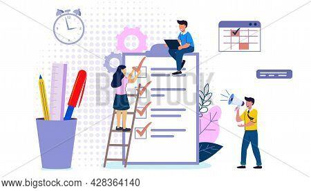 Check List With Done Mard Successful Completion Of Business Tasks Flat Vector Illustration Questionn
