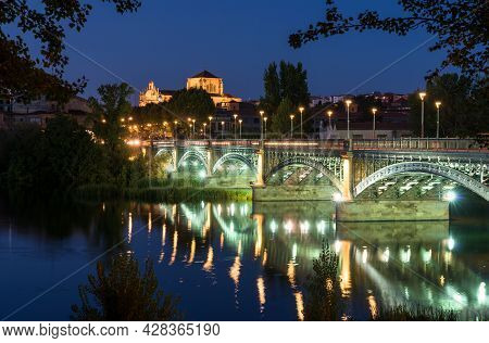 San Esteban Convent And Enrique Estevan Bridge In Salamanca, Spain