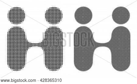 Dotted Halftone Siam Twins People Icon. Vector Halftone Mosaic Of Siam Twins People Icon Composed Of