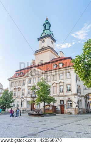 Jelenia Gora, Poland - June 2, 2021: Town Hall In Jelenia Gora At Market Square.