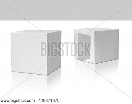 Blank Box On White Background With Reflection