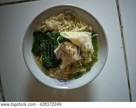 Semarang, 5 July 2021 - Mie Ayam Is Noodle Soup With Chicken, Dumplings, And Vegetables