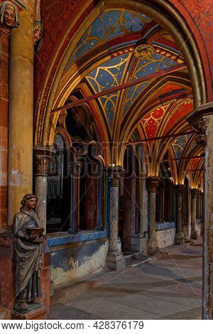 Strasbourg, France, June 24, 2021 : Saint-pierre-le-jeune Protestant Church. Gothic Building, With N