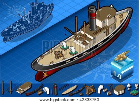Isometrische alte Schlepper