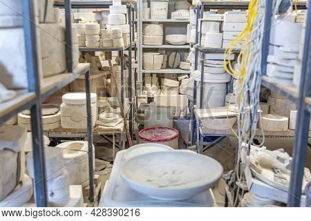 Inside The Workshop Of A Faience Manufacturing Company. Konakovo, Russia