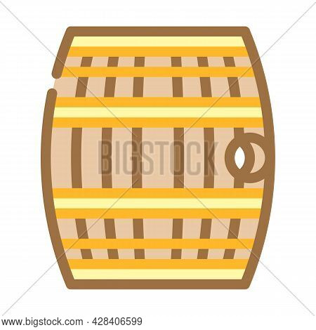 Barrel With Gunpowder Or Rum Color Icon Vector. Barrel With Gunpowder Or Rum Sign. Isolated Symbol I