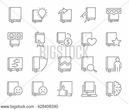 Set Of Book Line Icons. Diary, E-book, Bookcrossing, Bookstore And More.